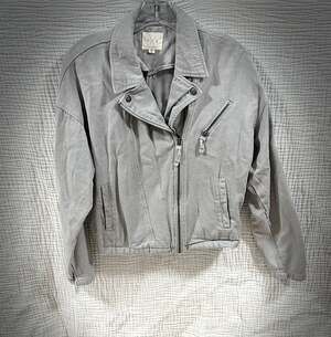 Thread & Supply Grey Twill Moto Biker Jacket